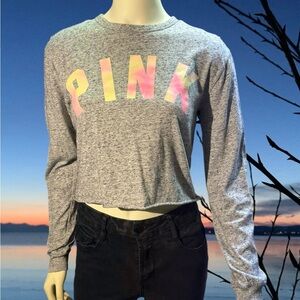 Pink by Victoria’s Secret Long Sleeve Crop Gray Shirt XS